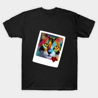 Pink Blue Black Calico Cat Pop Art Funny Happy Witty Joke Sarcastic Spiritual Animal Birthday Gift T-Shirt